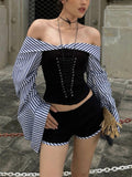 Load image into Gallery viewer, Striped Off-Shoulder Corset and Shorts